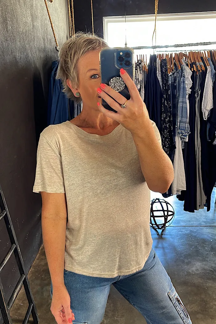 TINTED LINEN TEE - NATURAL