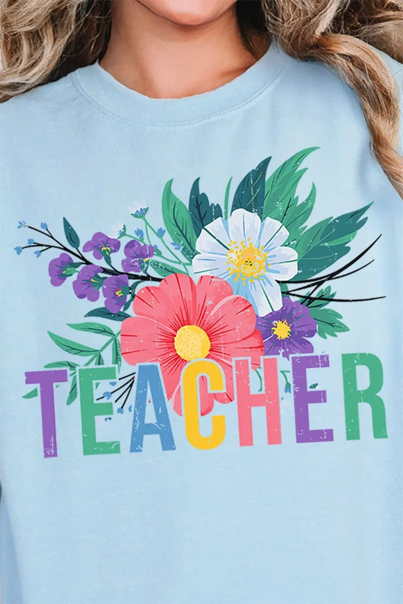 Vibrant Floral Teacher Unisex NuBlend Crew Sweatshirt