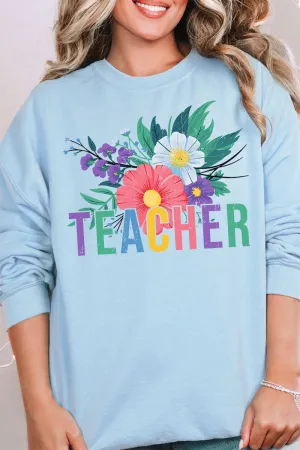 Vibrant Floral Teacher Unisex NuBlend Crew Sweatshirt