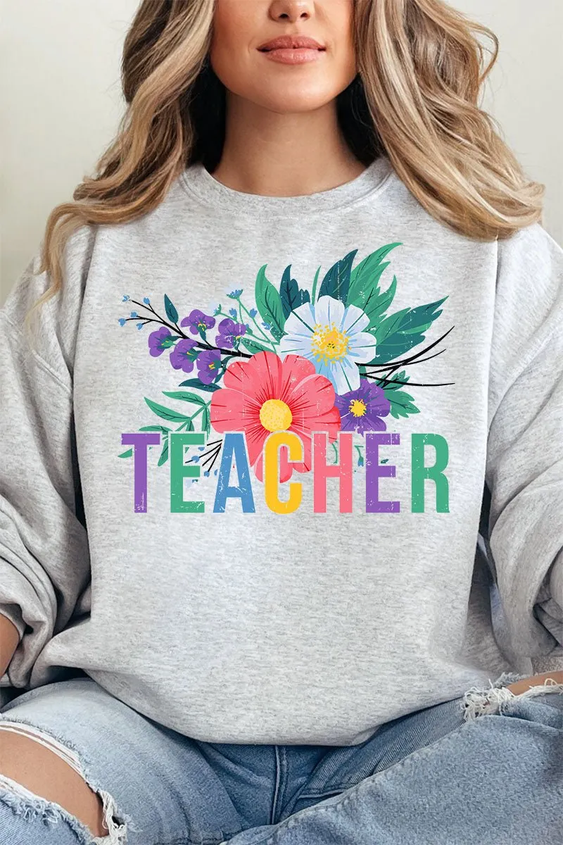 Vibrant Floral Teacher Unisex NuBlend Crew Sweatshirt