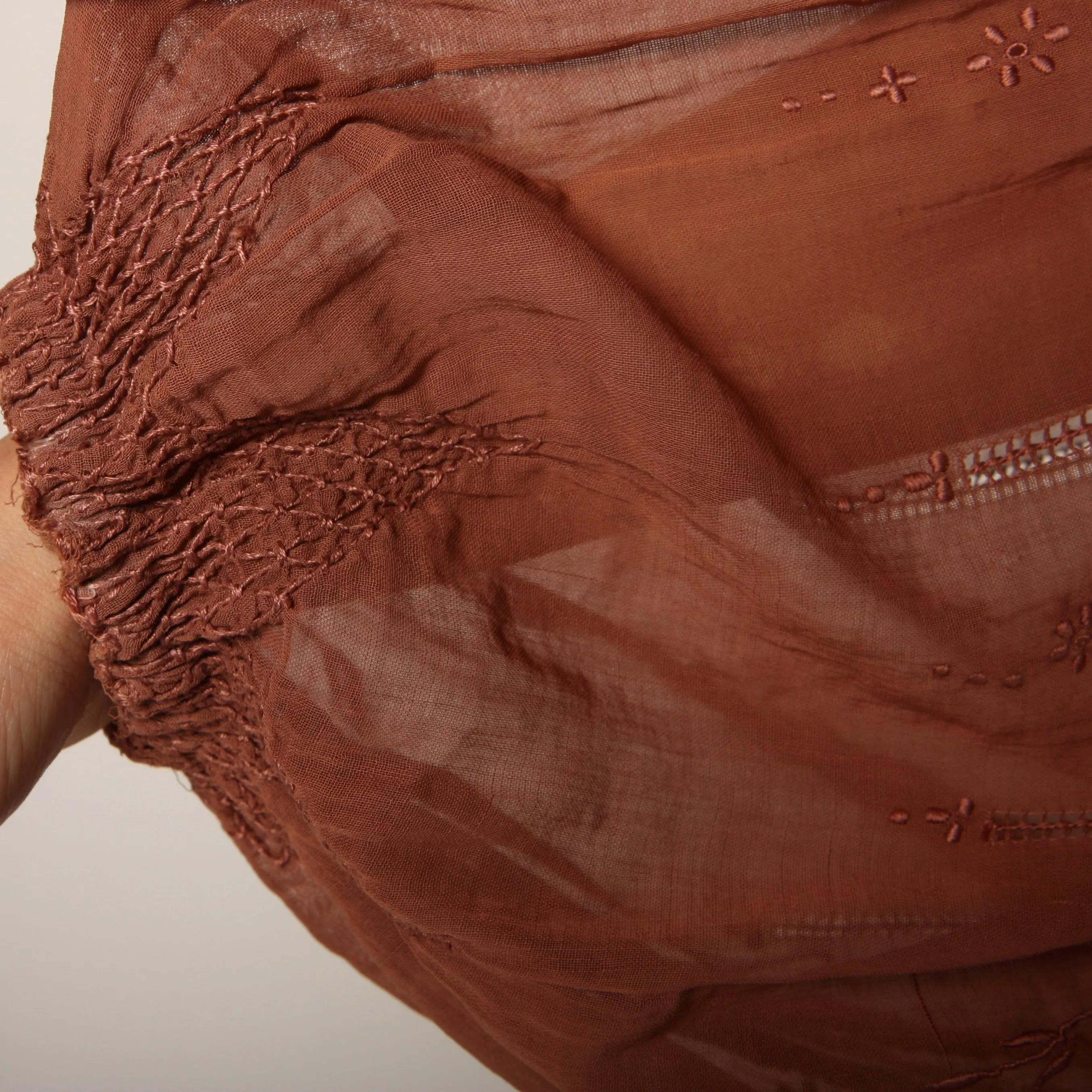Vintage 30's Romantic Voile Embroidered Poet Blouse