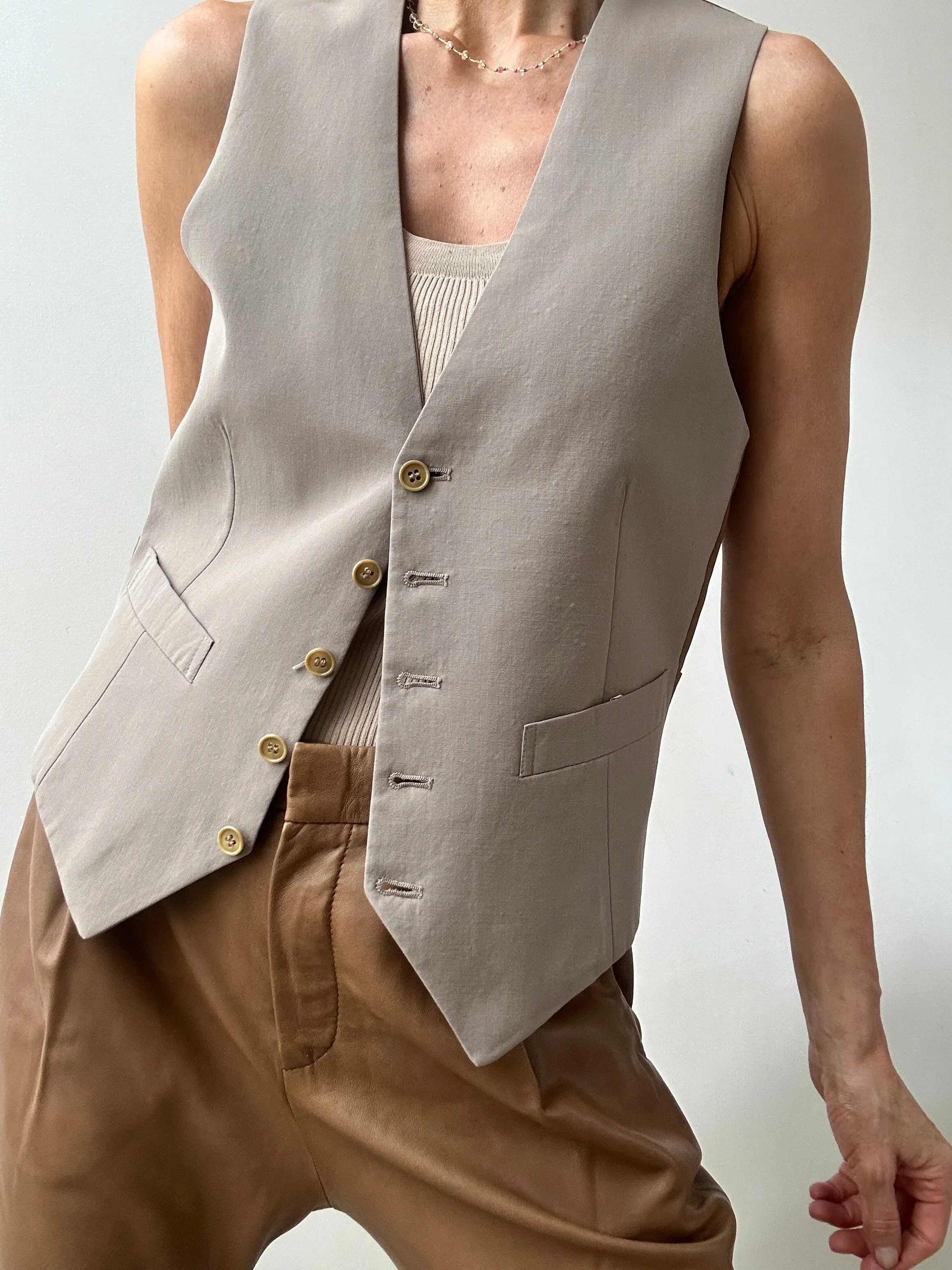 Vintage Suit Vest Grey Beige
