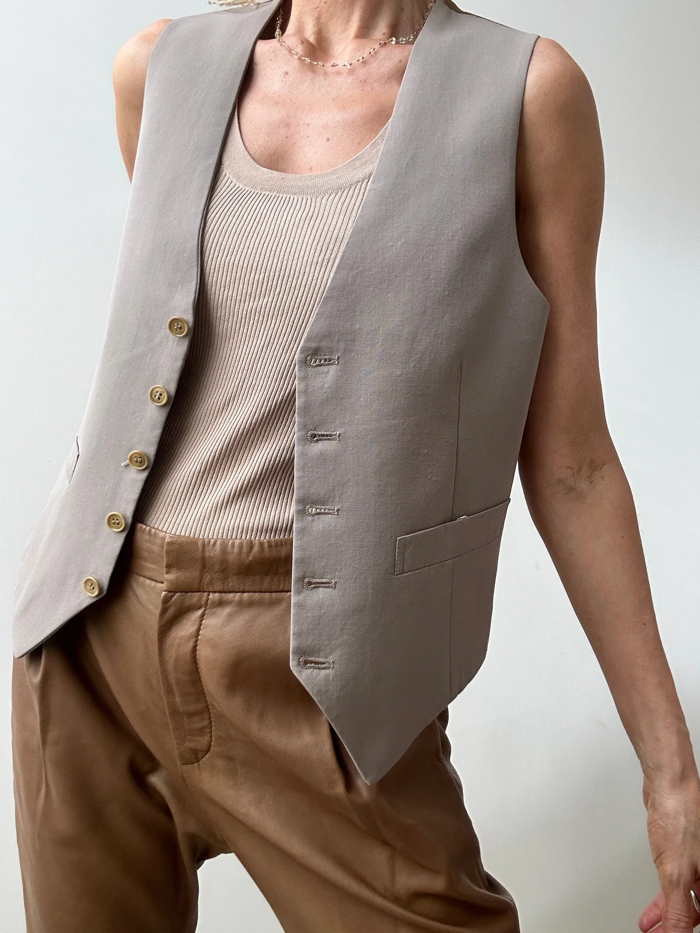 Vintage Suit Vest Grey Beige