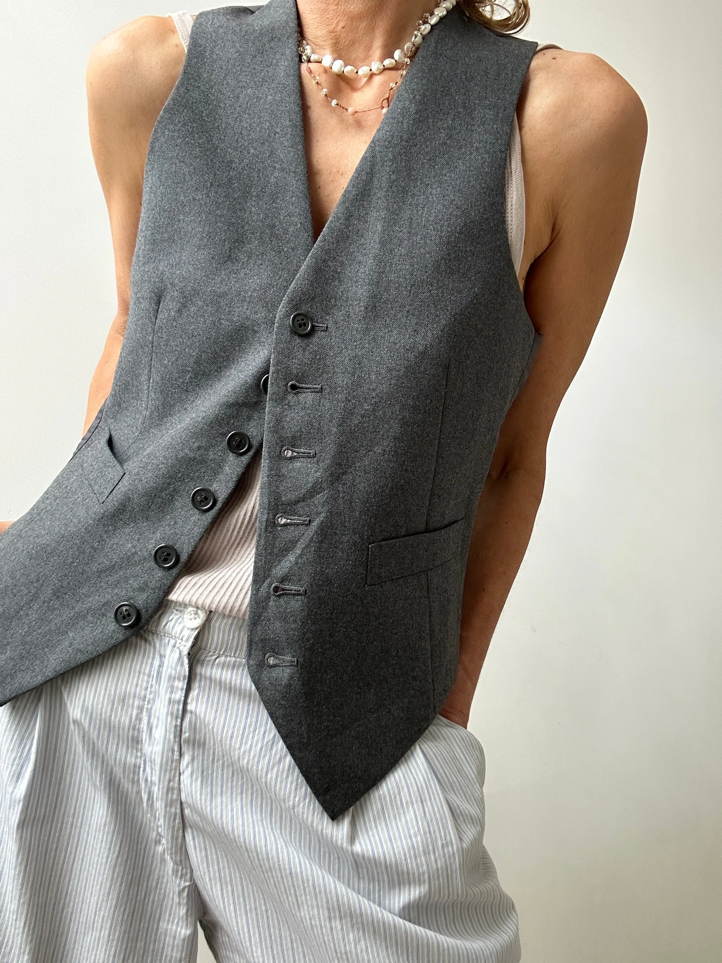 Vintage Suite Vest Light Grey Wool