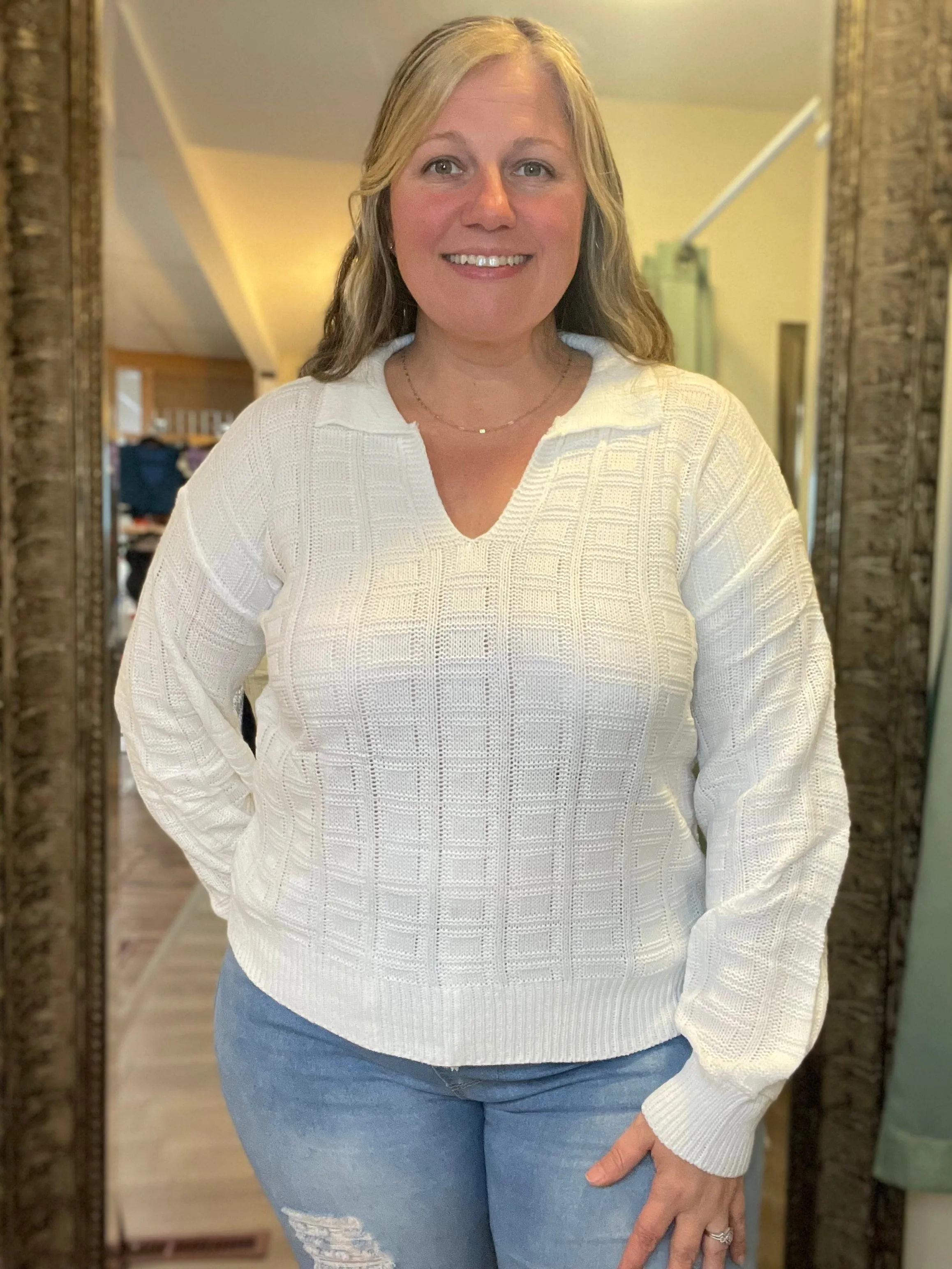 White Collared Spring Sweater