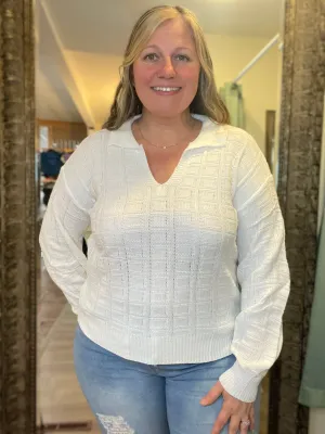 White Collared Spring Sweater