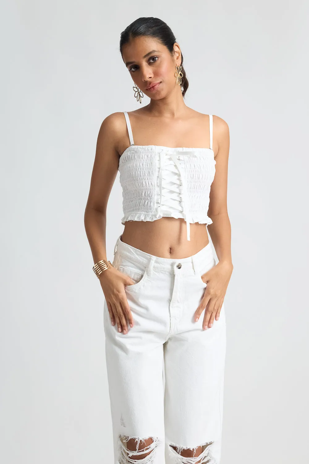 White Cross Strap Top