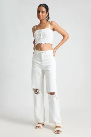 White Cross Strap Top