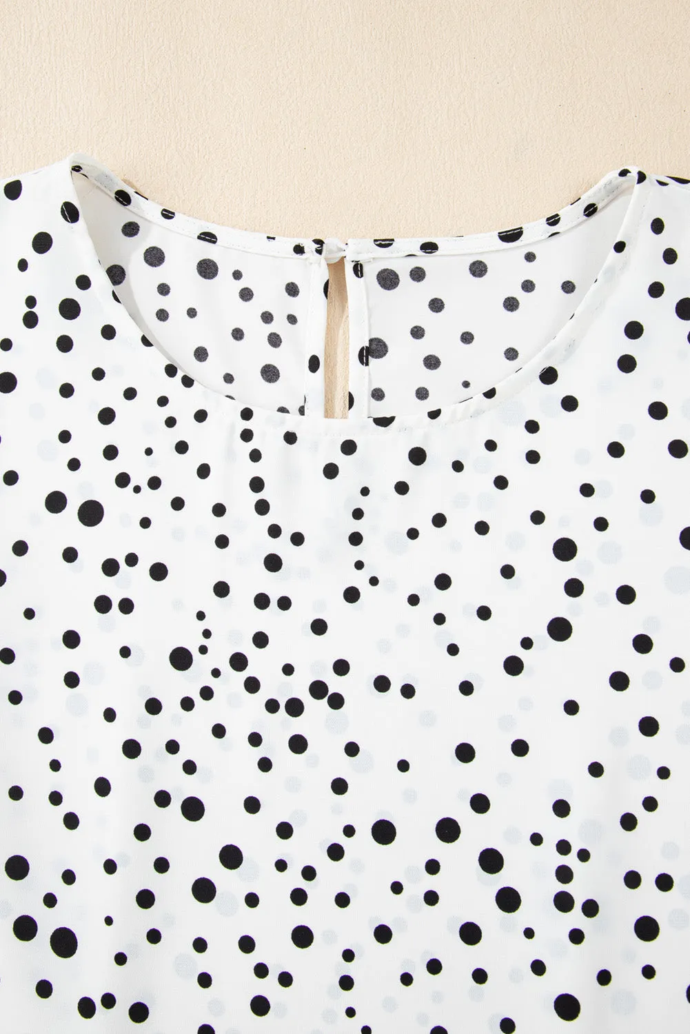 White Dalmatian Print Layered Ruffled Short Sleeve Blouse