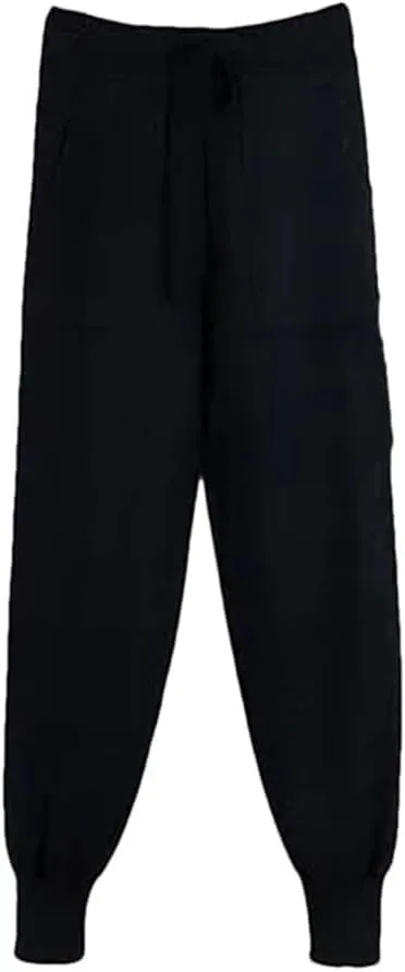 Women's Harem Pants Loose Trousers for Knitted Pants Winter Solid Color Sweater Trousers with Pockets