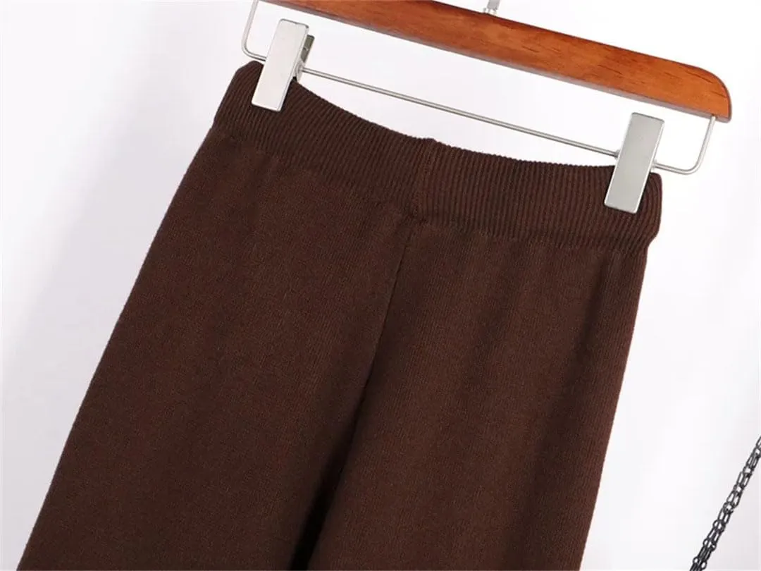 Women's Harem Pants Loose Trousers for Knitted Pants Winter Solid Color Sweater Trousers with Pockets