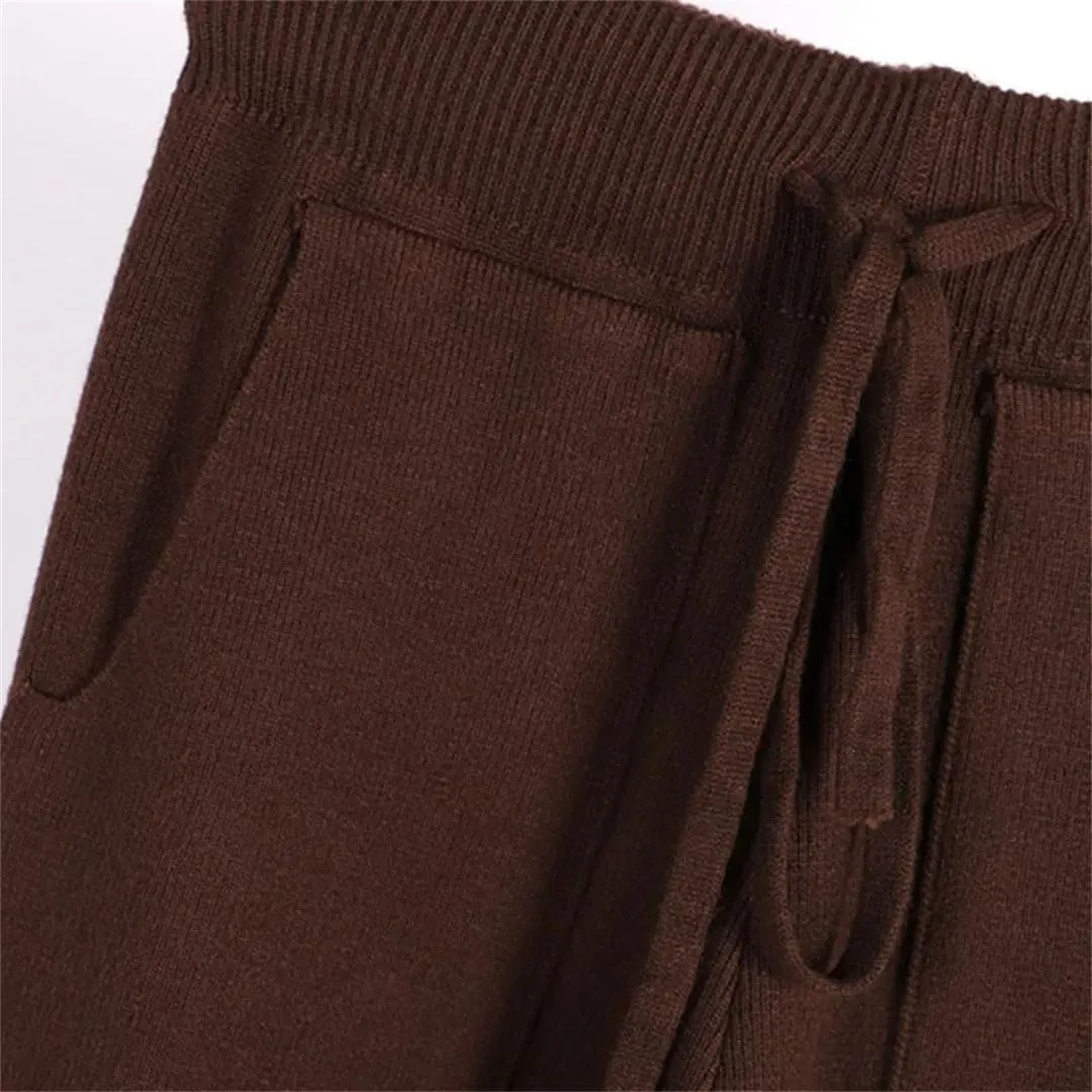 Women's Harem Pants Loose Trousers for Knitted Pants Winter Solid Color Sweater Trousers with Pockets