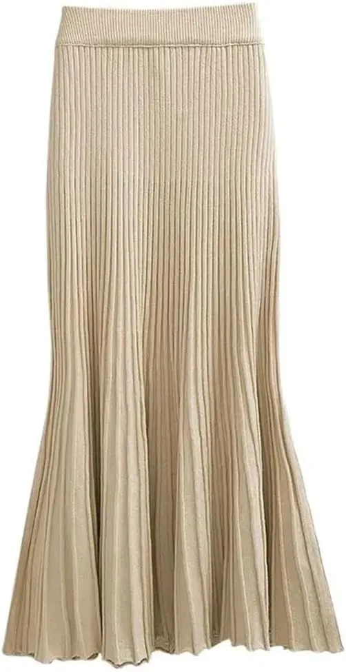 Women's Knitted Mermaid Skirt Fall Winter High Waist Pencil