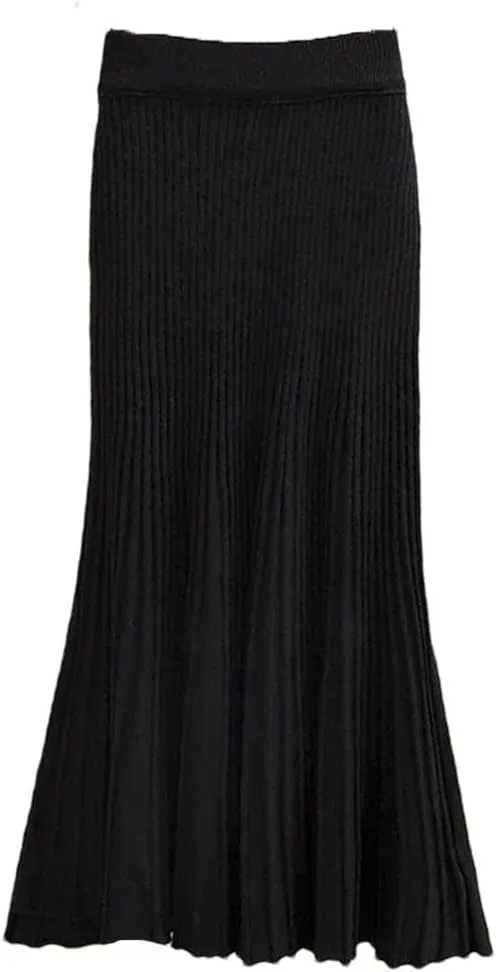 Women's Knitted Mermaid Skirt Fall Winter High Waist Pencil
