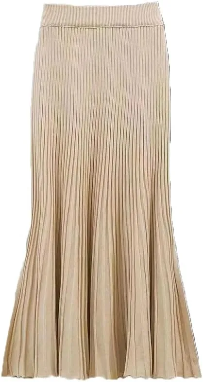 Women's Knitted Mermaid Skirt Fall Winter High Waist Pencil