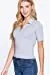 Womens-V Neck Notched Collar Ribbed Knit Top