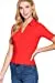 Womens-V Neck Notched Collar Ribbed Knit Top