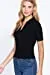Womens-V Neck Notched Collar Ribbed Knit Top