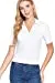 Womens-V Neck Notched Collar Ribbed Knit Top