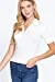 Womens-V Neck Notched Collar Ribbed Knit Top
