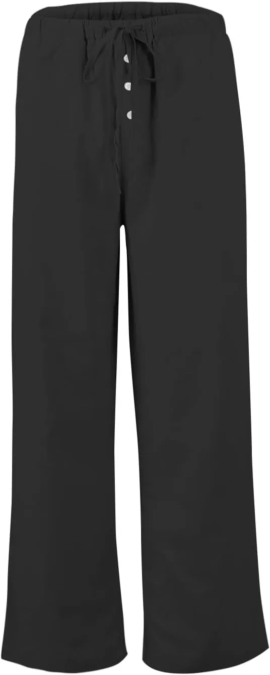 Womens Wide Leg Linen Pants Casual High Waisted Loose Palazzo Pants Summer Flowy Beach Lounge Trousers with Pockets