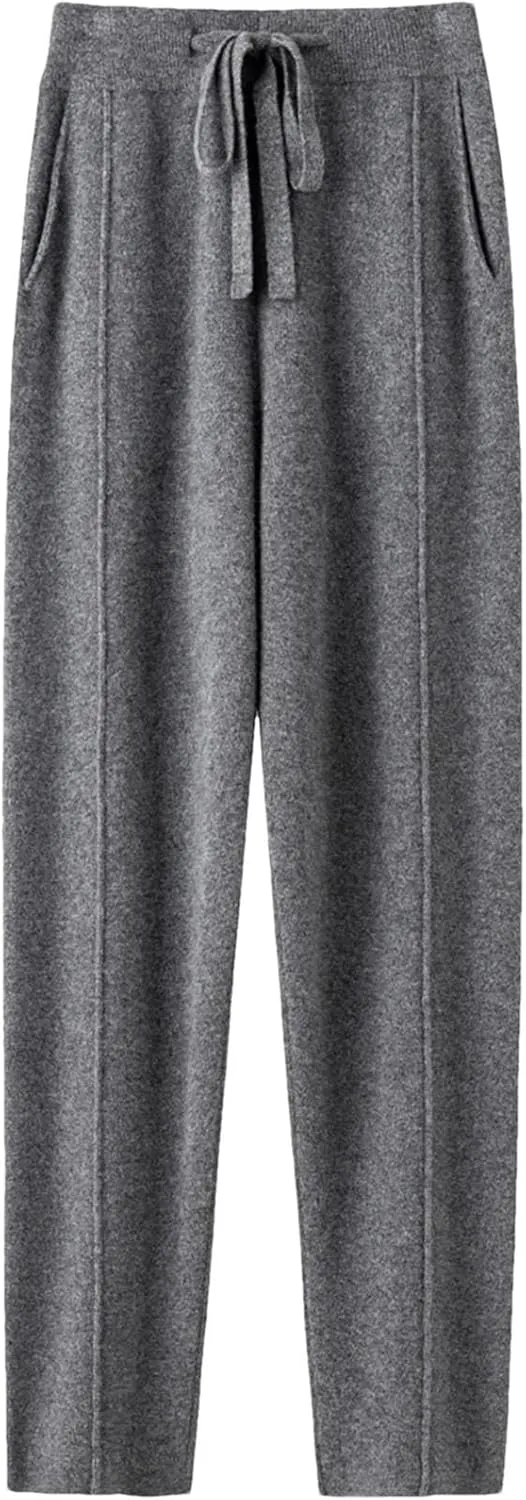 Women's Winter Knitted Harem Pants High Waist Drawstring Loose Warm Wear Trousers